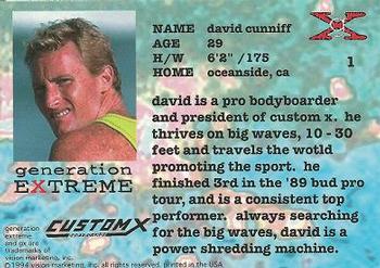 1994 Vision Generation Extreme #1 David Cunniff Back